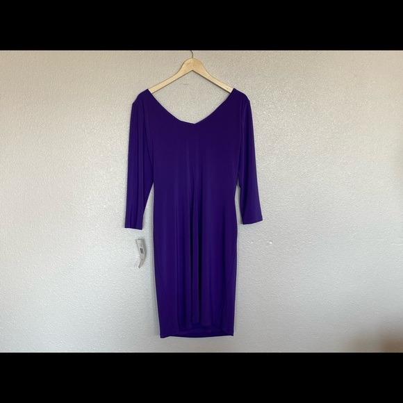 Ralph Lauren New Purple Drape Sheath Dress size 14P - Picture 3 of 5